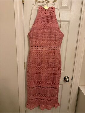 Two Sisters Overlay Crochet Halter Midi Dress